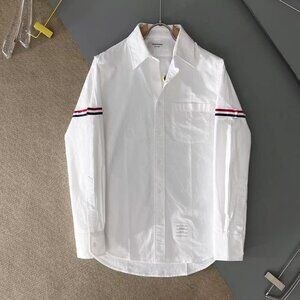 Thom Browne OXFORD ARMBANDS CLASSIC ROUND COLLAR SHIRT Size：2